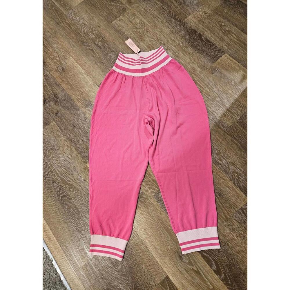 Nwt Victor Glemaud Pink Women's Joggers with Striped Waistband and Cuffs